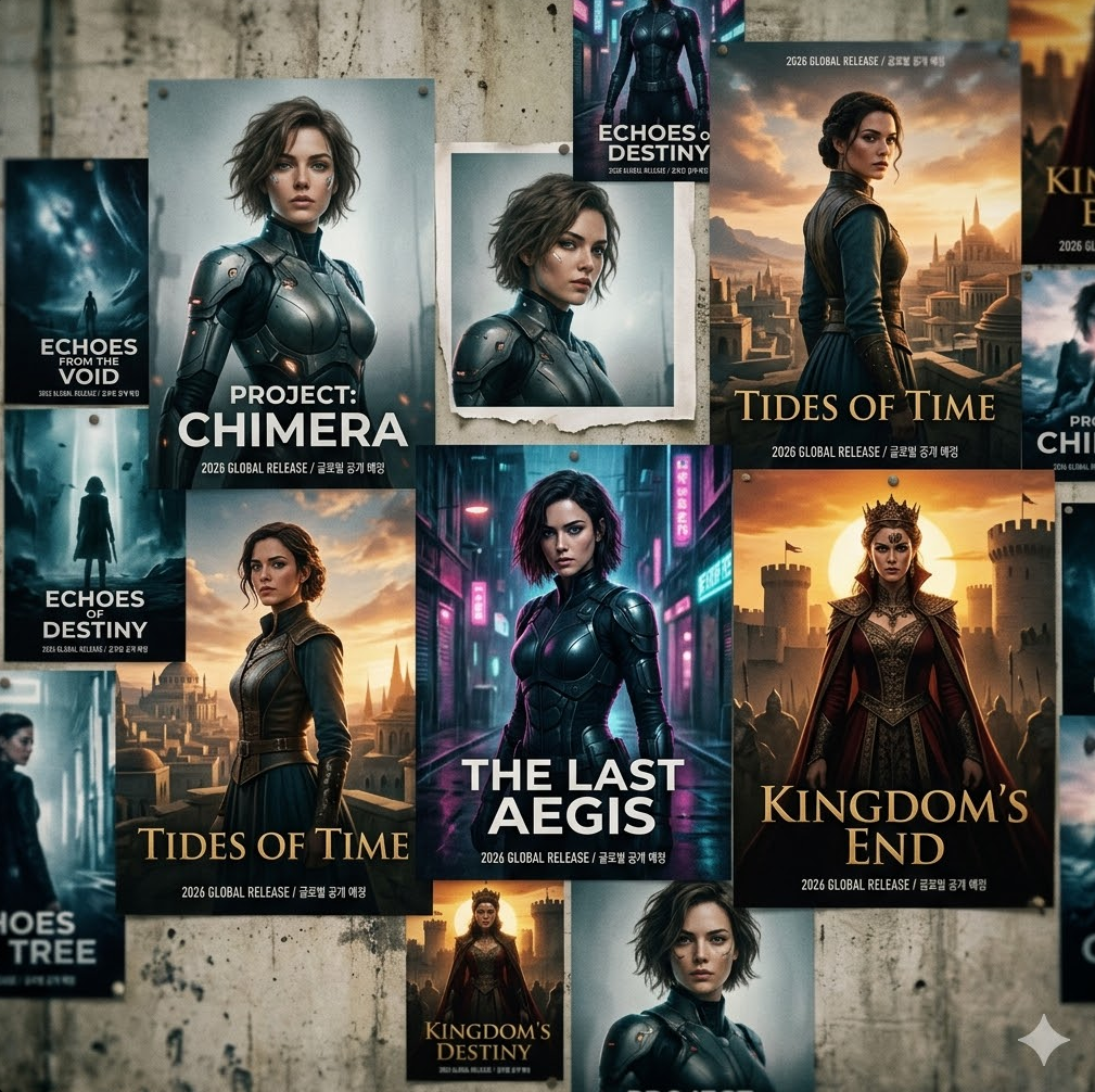 2026년 공개 예정인 글로벌 대작 드라마와 영화들의 포스터가 나열된 고화질 콜라주