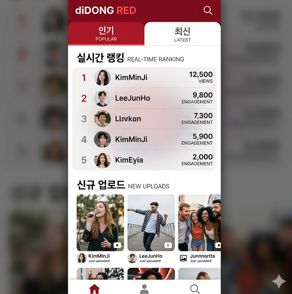 인기·최신 섹션 캡처, 실시간 랭킹과 신규 업로드 목록